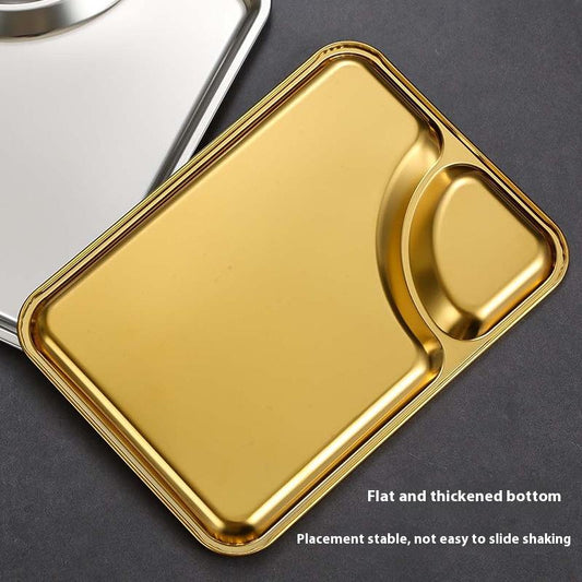 Gold Plated Serving Tray with Sauce Compartment