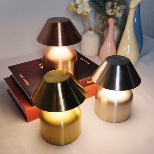 3 Colour Electro Plating Brushed Metal Mushroom Lamp