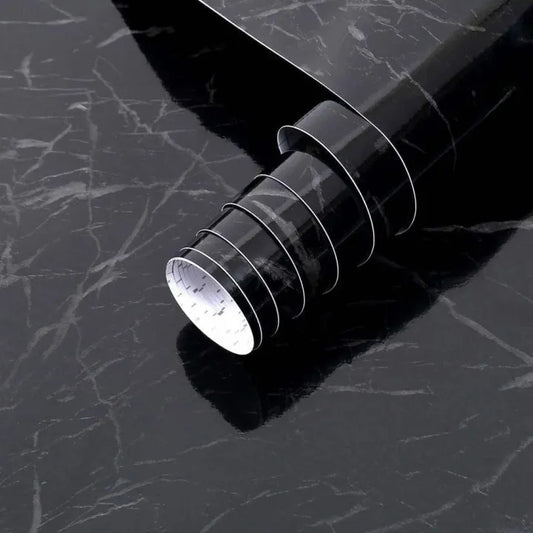 60x200cm Wall Paper Waterproof Heat Resistant Self Adhesive Anti Oil Kitchen Wallpaper Marble Sheet for Kitchen  (Black)