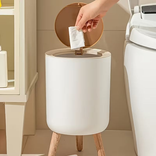 Dustbin High Foot with Lid Large Capacity Press Type Waste Bin Garbage Container Plastic Trash Can