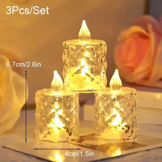 Crystal Flameless Candle Light Flameless LED Crystal Candle Light Clear Shell Crystal Candle Light Ornament