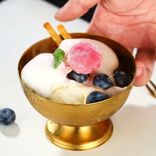 golden ice cream bowl, stainless steel ice cream cup, stainless steel ice bucket for outdoor