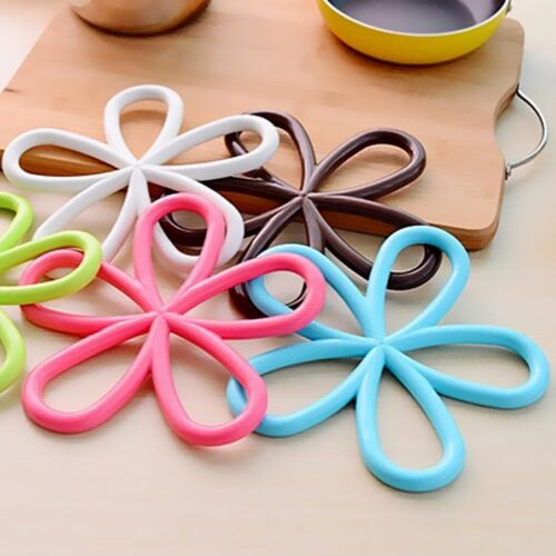 flower shape anti slip pot holder pan pad bowl plate dish place mat cup coaster kitchen dining table silicone heat proof mat