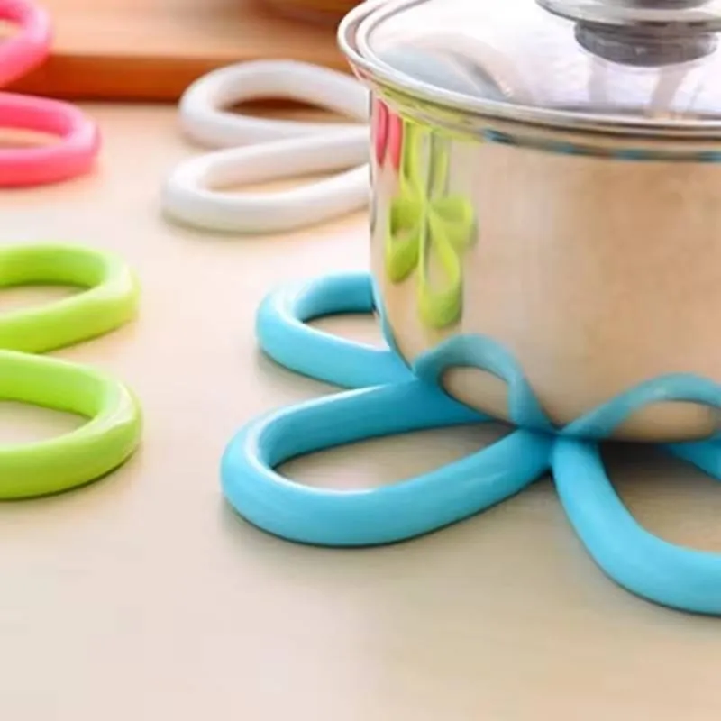 flower shape anti slip pot holder pan pad bowl plate dish place mat cup coaster kitchen dining table silicone heat proof mat