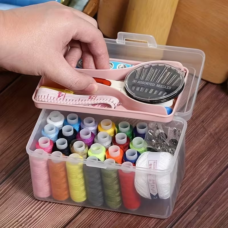portable household sewing kit box, fabric craft needles thread scissor set portable household sewing kit box, fabric craft needles thread scissor set