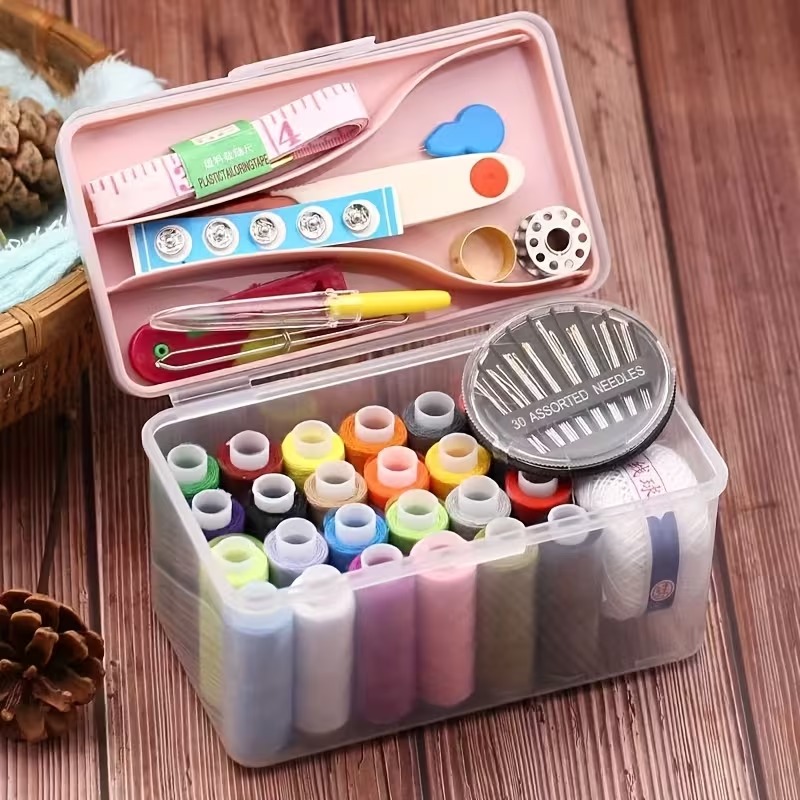 portable household sewing kit box, fabric craft needles thread scissor set portable household sewing kit box, fabric craft needles thread scissor set
