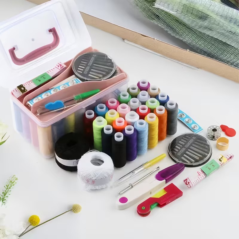 portable household sewing kit box, fabric craft needles thread scissor set portable household sewing kit box, fabric craft needles thread scissor set