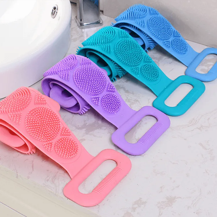 silicone back scrub bath shower silicone body brush silicone bath towel exfoliating body brush belt wash body wash silicone body scrubber belt