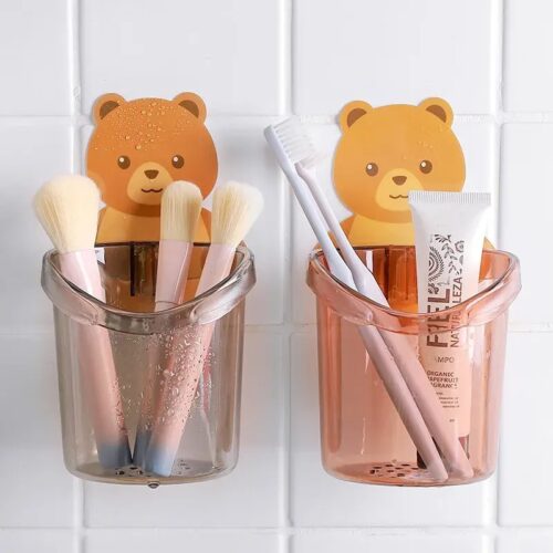 bear toothbrush holder cup wall mounted