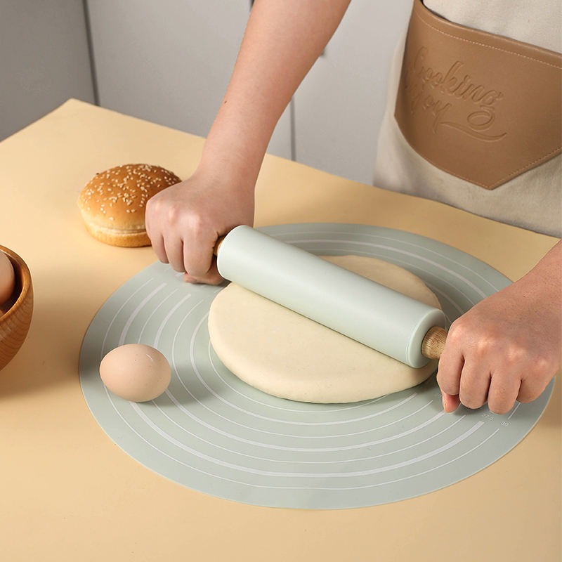 silicone dough mat with rolling pin set, non slip baking mat for pizza dough silicone dough mat with rolling pin set, non slip baking mat for pizza dough