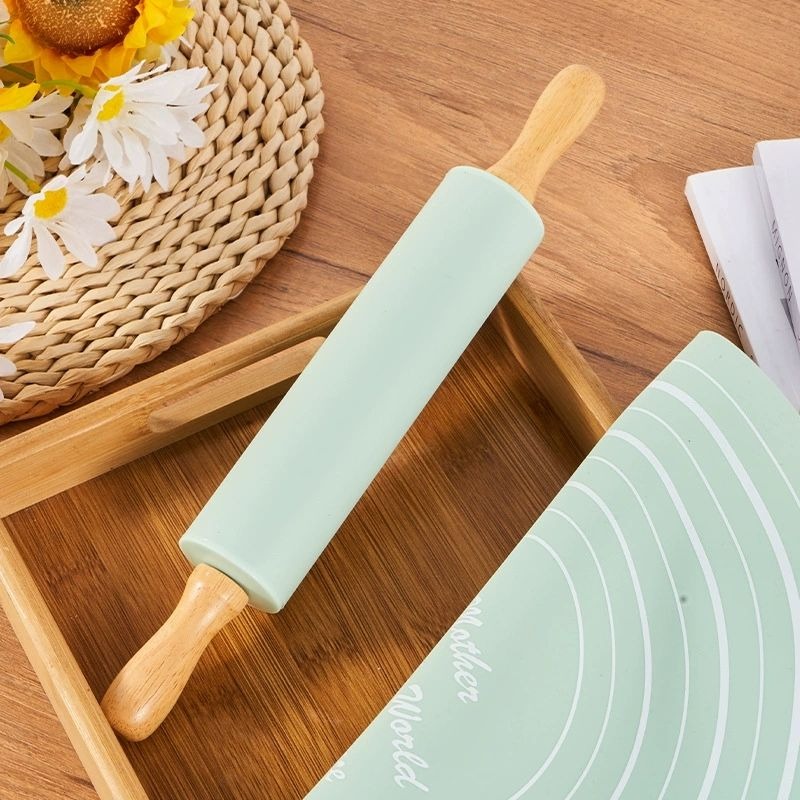 silicone dough mat with rolling pin set, non slip baking mat for pizza dough silicone dough mat with rolling pin set, non slip baking mat for pizza dough