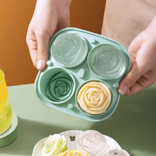 silicone rose ice mold, flower shaped ice mold