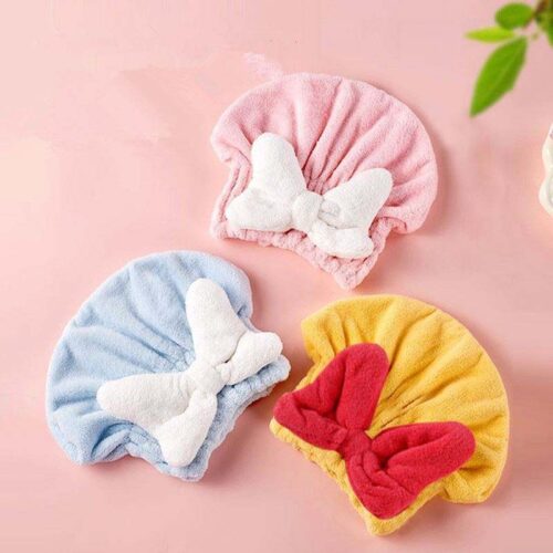 water absorbent shower cap with bow