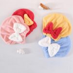 water absorbent shower cap with bow