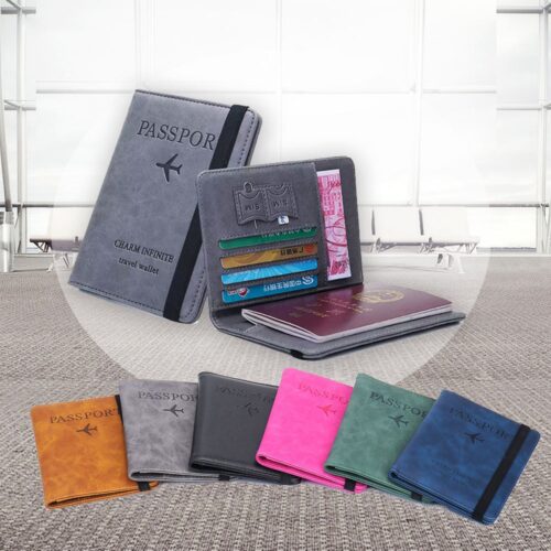 slim leather travel passport wallet