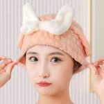 water absorbent shower cap with bow