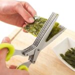 5 layers kitchen scissor multi blade herb & vegetable cutting shears with cleaning comb