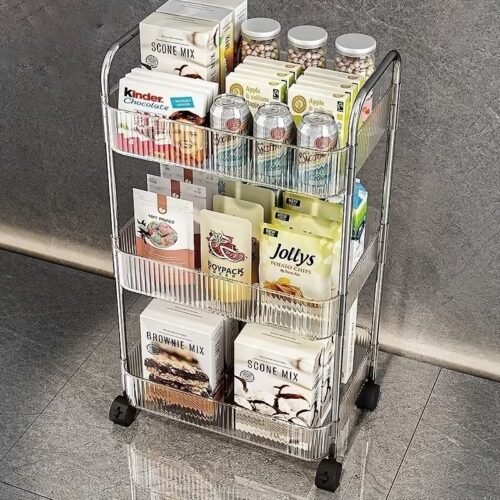 acrylic kitchen and bathroom storage trolly