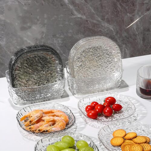 luxury crystal plate set with storage box – 8 pcs
