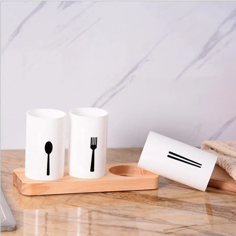 3pcs cutlery holder with drain and tray
