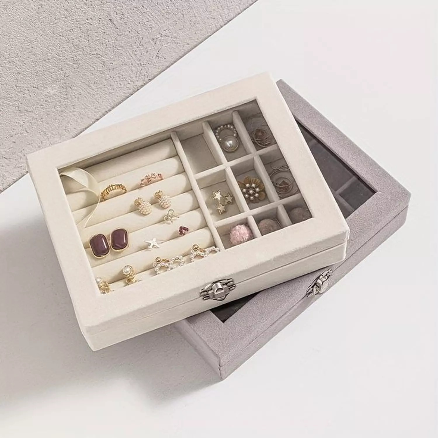 velvet rings & earrings organizer storage box velvet rings & earrings organizer storage box
