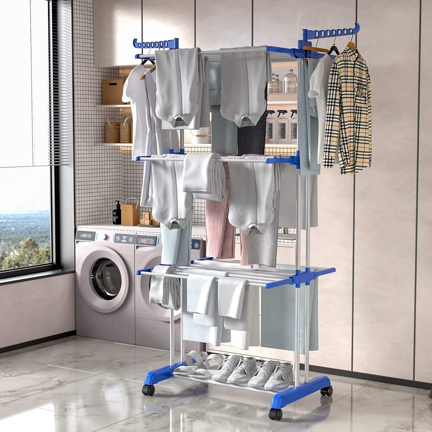 4 tier floor standing cloth drying rack (premium quality) 4 tier floor standing cloth drying rack (premium quality)