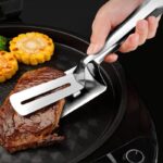 stainless steel steak clamps pizza clip fish gripper food tongs spatula tongs