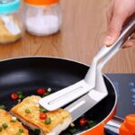 stainless steel steak clamps pizza clip fish gripper food tongs spatula tongs