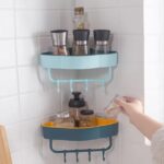 modern non perforated wall mounted bathroom shelf for corner