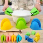 2pc silicone heat resistant pot holder oven mitt
