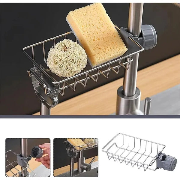 sponge holder for kitchen stainless steel faucet rack adjustable sink caddy organizer soap drainer bathroom accessories sponge holder for kitchen stainless steel faucet rack adjustable sink caddy organizer soap drainer bathroom accessories