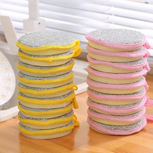 new arrival double side sponge dishwashing reusable washable cleaning tools kitchen sponges for washing dishes tableware brush ( pak of 4 )