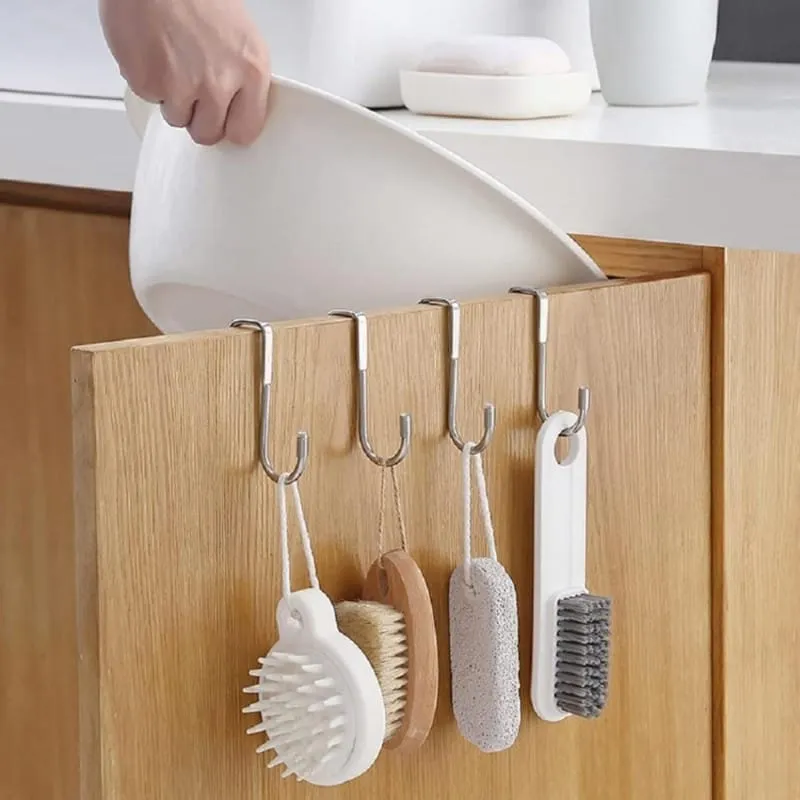 pack of 5 stainless steel s shaped over door hooks – no drilling hangers