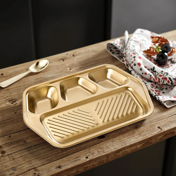 golden stainless steel divided serving tray for bbq golden stainless steel divided serving tray for bbq