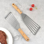 stainless steel kitchen spatula with wooden handle – durable cooking