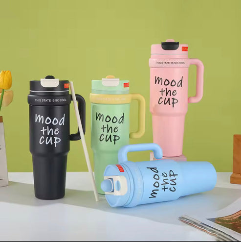 mood stainless steel tumbler with straw