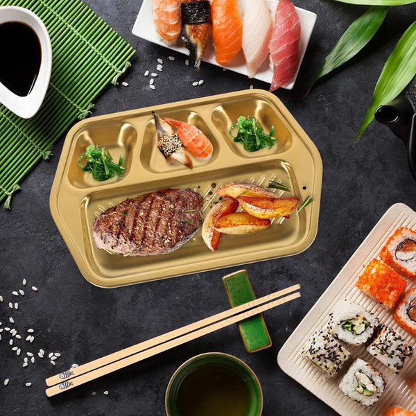 golden stainless steel divided serving tray for bbq golden stainless steel divided serving tray for bbq