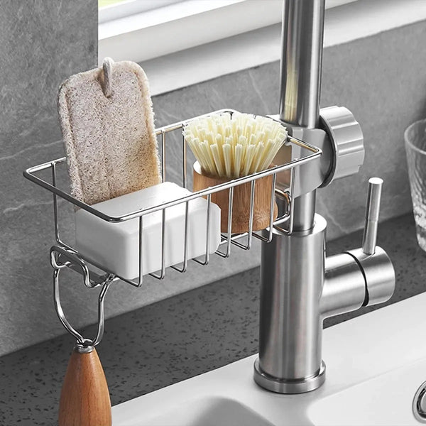 sponge holder for kitchen stainless steel faucet rack adjustable sink caddy organizer soap drainer bathroom accessories sponge holder for kitchen stainless steel faucet rack adjustable sink caddy organizer soap drainer bathroom accessories