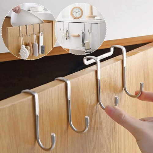pack of 5 stainless steel s shaped over door hooks – no drilling hangers
