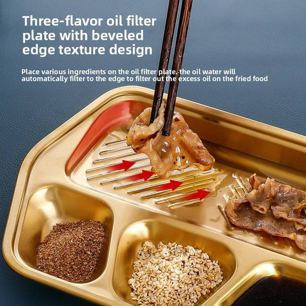 golden stainless steel divided serving tray for bbq golden stainless steel divided serving tray for bbq