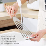 stainless steel kitchen spatula with wooden handle – durable cooking