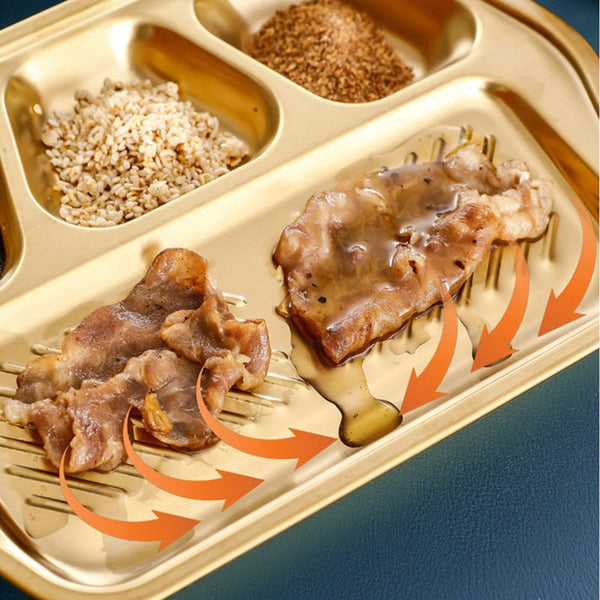 golden stainless steel divided serving tray for bbq golden stainless steel divided serving tray for bbq