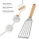 stainless steel kitchen spatula with wooden handle – durable cooking
