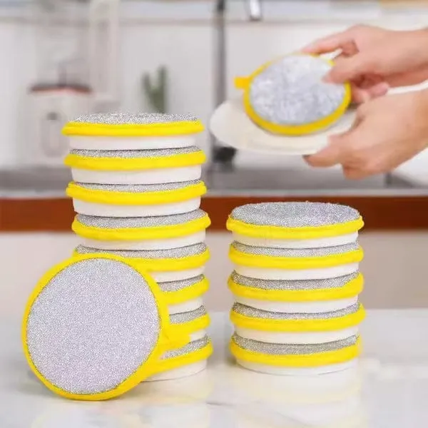 new arrival double side sponge dishwashing reusable washable cleaning tools kitchen sponges for washing dishes tableware brush ( pak of 4 )