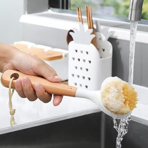 dish scrubbing brush, wooden handle siga dish brush
