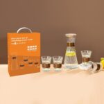 5pcs ribbed carafe glass water set