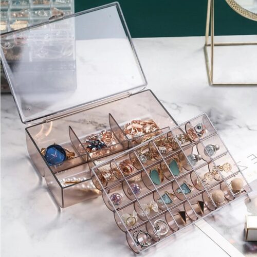 24 grid transparent acrylic jewelry box organizer storage