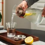 5pcs ribbed carafe glass water set
