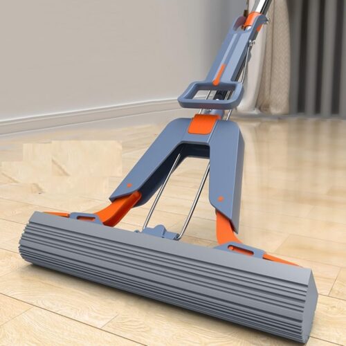 flat floor cleaning mop with squeeze rod – wet & dry mop