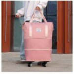folding travel bag expandable bag with rolling wheel